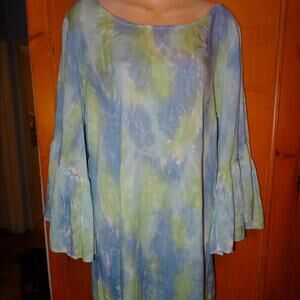 TIARE HAWAII TIE DYE BELL SLEEVE BOHO FESTIVAL DRESS ONE SIZE FITS ALL
